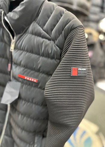 Siyah Fermuarlı Kolu Trikolu Erkek Ceket - Görsel 2