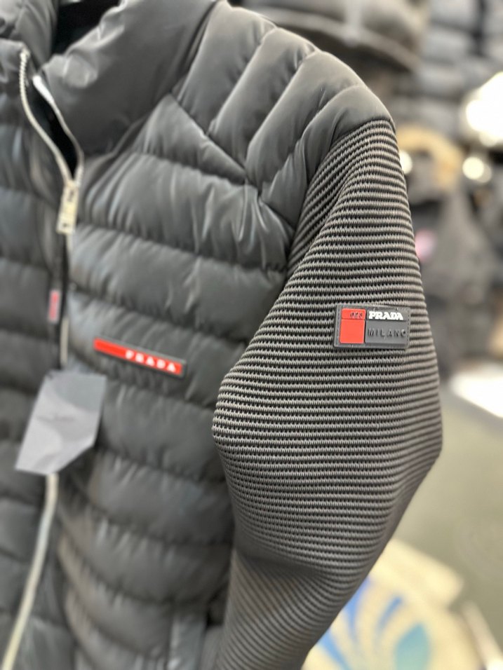 Siyah Fermuarlı Kolu Trikolu Erkek Ceket - Görsel 2