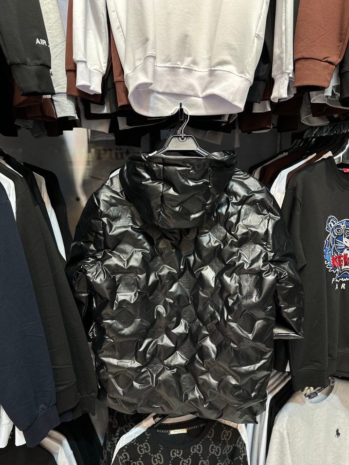 Siyah Kapüşonlu Düğmeli Erkek Mont - Görsel 2