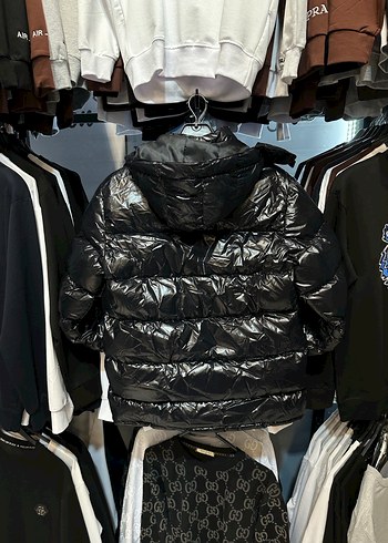 Siyah Kapüşonlu Deri Şişme Mont - Görsel 2