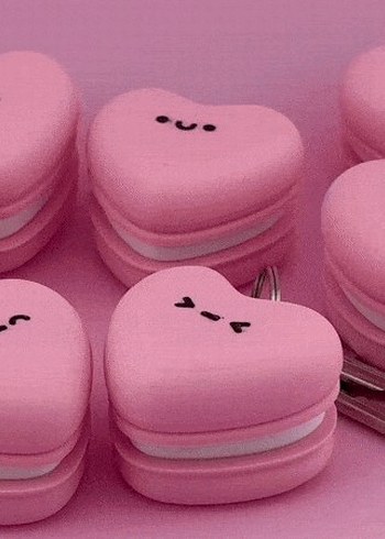 Klikli Pembe Kalp Makaron  Anahtarlık - Görsel 3