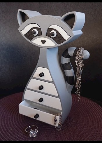 Gri Rakun Figürlü Takı Kutusu - Görsel 3