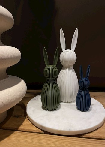 Beyaz ve Gri Tavşan Figürlu biblolar - Görsel 2