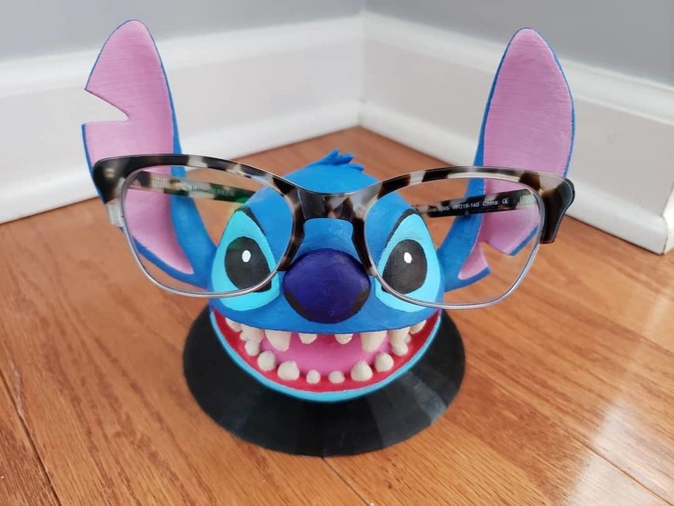 Renkli Mavi Stitch Figürü Gözlük Tutucu - Görsel 3