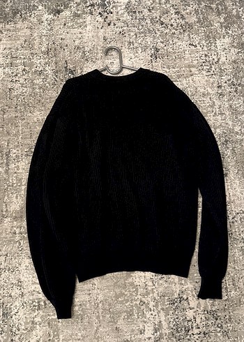 Erkek Siyah Örgü Yün Sweatshirt - Görsel 2