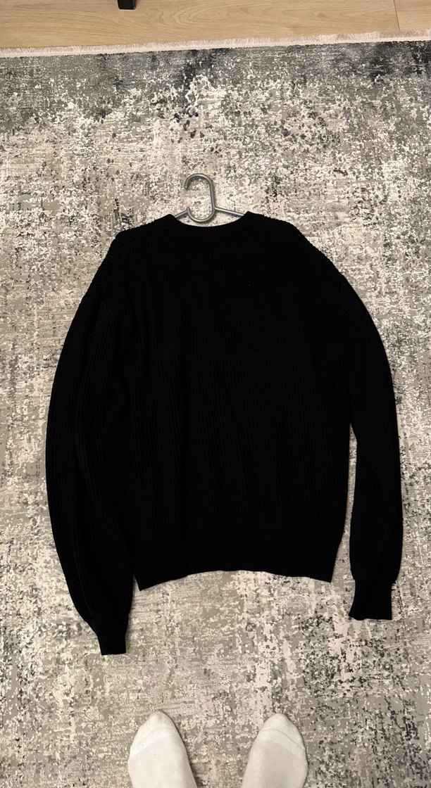 Erkek Siyah Örgü Yün Sweatshirt - Görsel 2