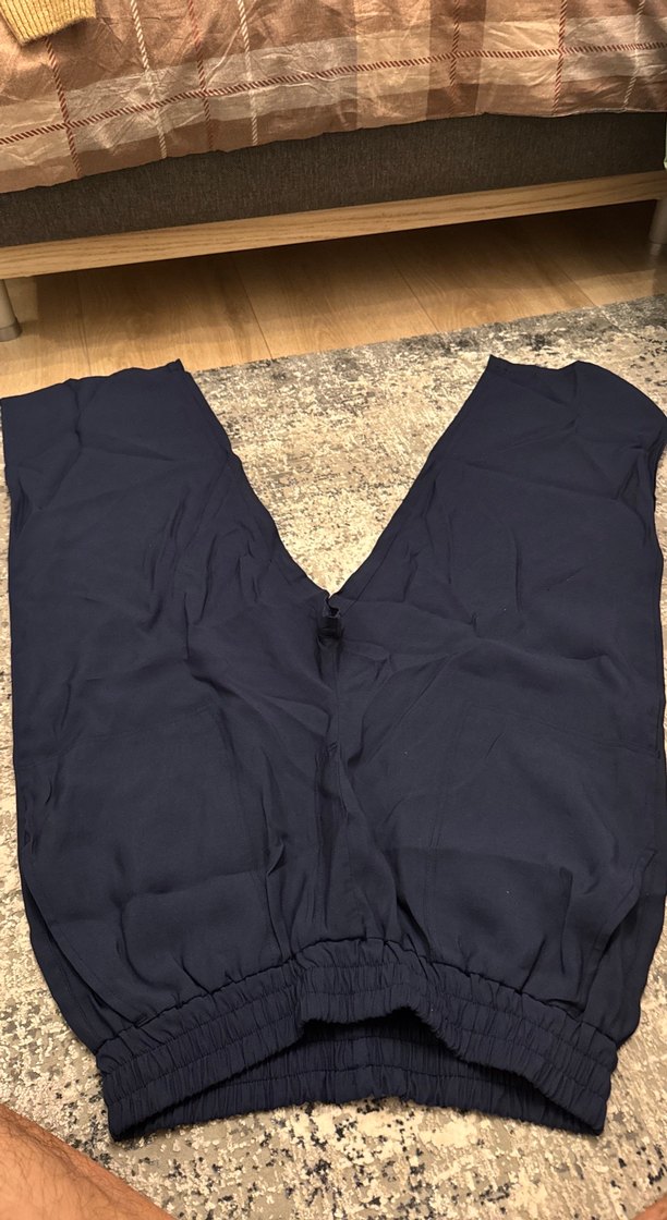 Erkek Lacivert Uzun Paça Rahat Kumaş Pantolon - Görsel 2