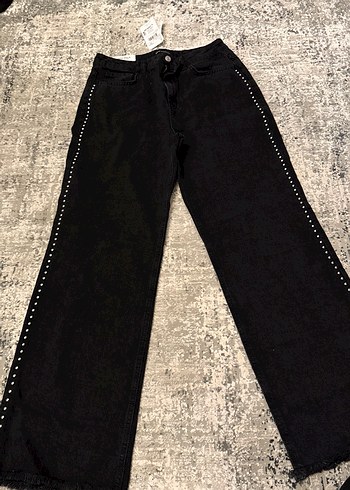 Siyah Kadın Nakışlı Kadın Kot Pantolon - Görsel 3