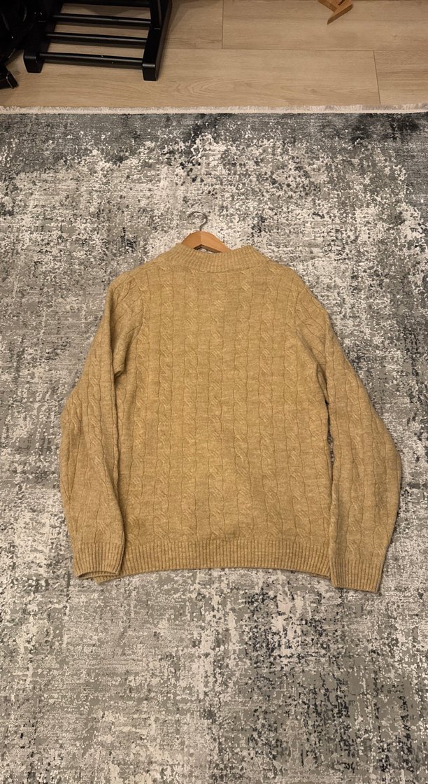 Polo V Yaka Örgü Erkek Kazak Fermuarlı - Görsel 2