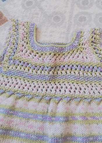 Kız Çocuk Çok Renkli Örgü Bohem elbise - Görsel 2