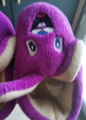 Mor Kadife Kız Çocuk Ev Terliği - Görsel 3