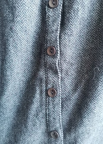 Düğmeli Gri  Midi Etek - Görsel 2