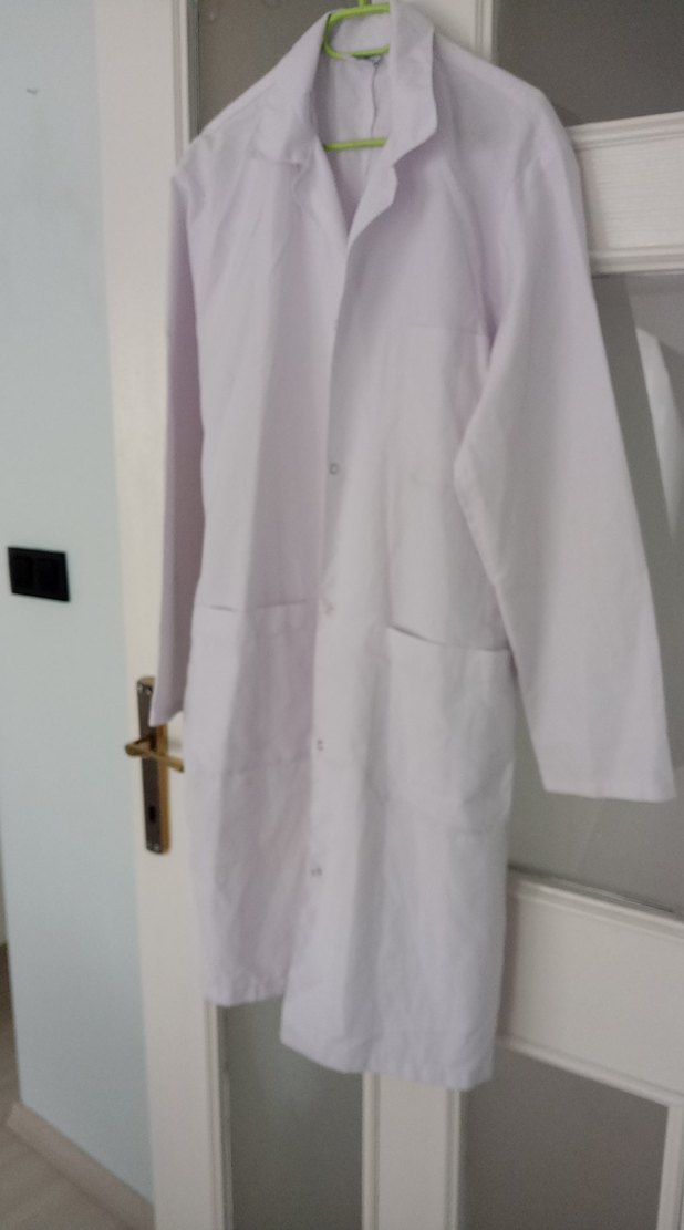 Beyaz Kadın Uzun Kollu önlük iş önlüğü - Görsel 2