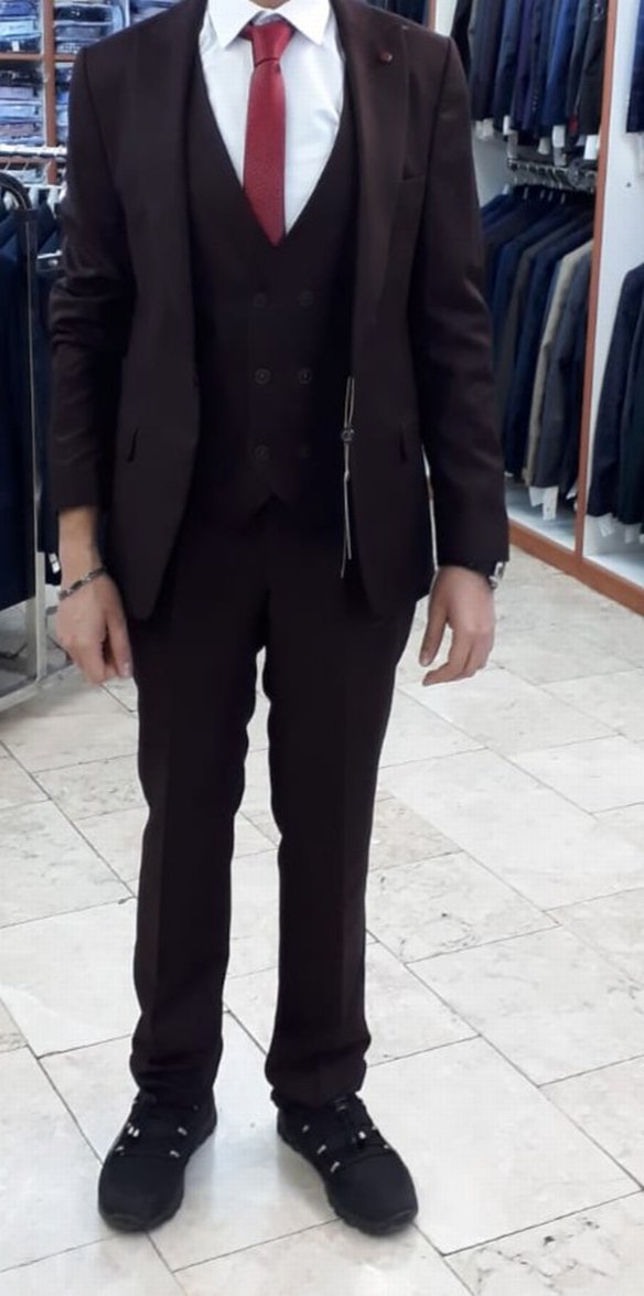 Bordo Modern Klasik Erkek Takım Elbise - Görsel 3