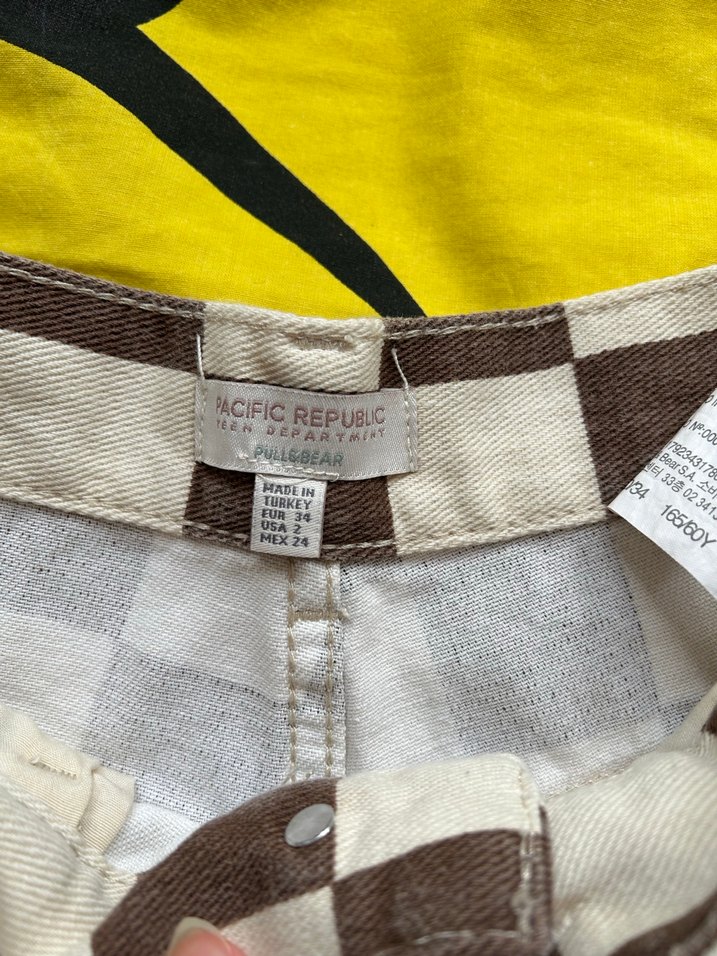 Pull&Bear Dama Desenli Wide leg Pantolon - Görsel 3