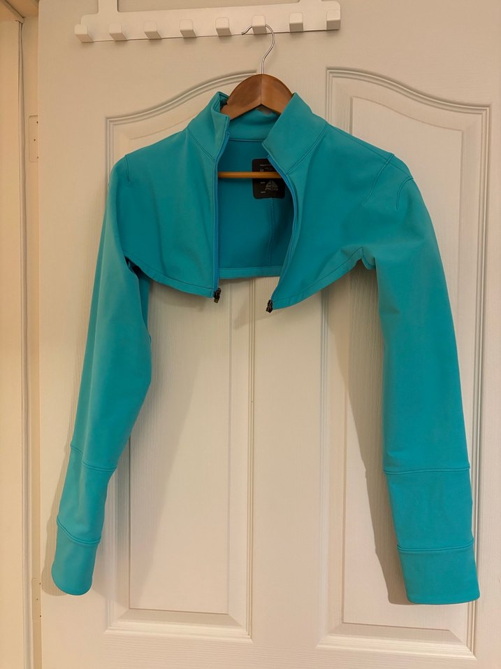 Turkuaz Kadın Fermuarlı Yüksek Yakalı Ceket - Görsel 5