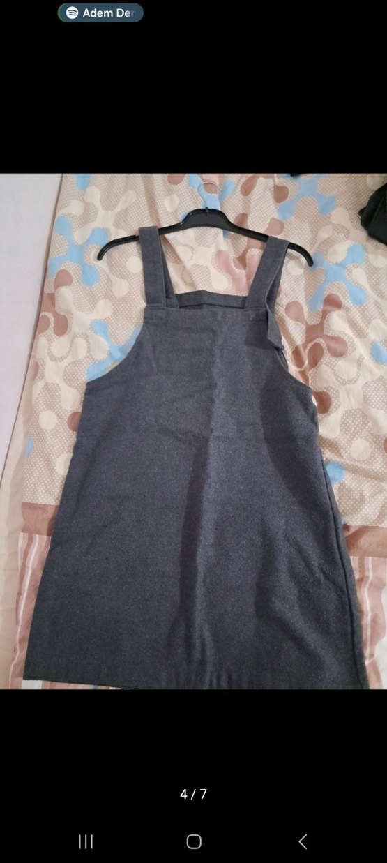 Gri Kadın Dokuma Kısa Tulum - Görsel 4