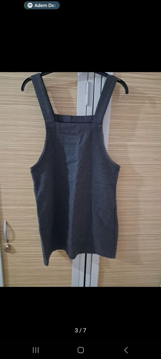 Gri Kadın Dokuma Kısa Tulum - Görsel 3