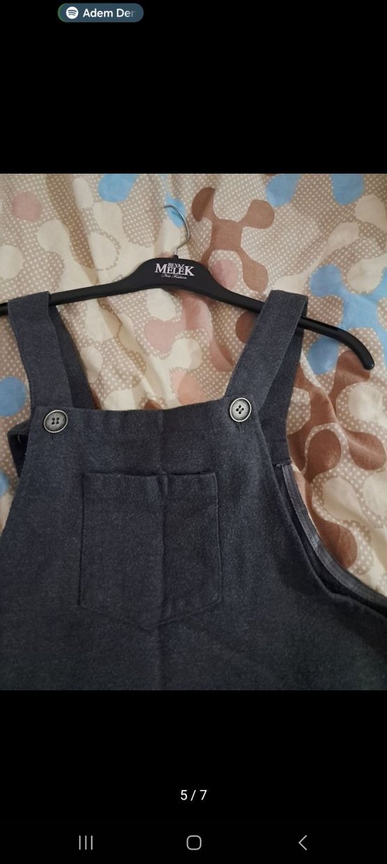 Gri Kadın Dokuma Kısa Tulum - Görsel 2