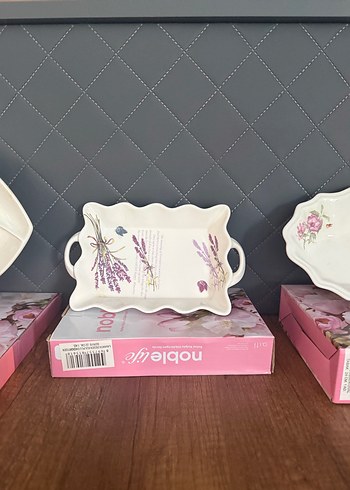 Pembe Pastel Gül Desenli Tabak Seti - Görsel 4