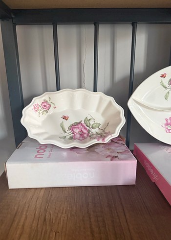 Pembe Pastel Gül Desenli Tabak Seti - Görsel 2