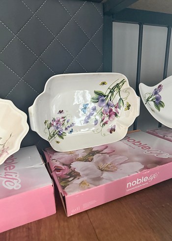 Pembe Pastel Gül Desenli Tabak Seti - Görsel 6