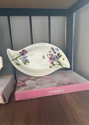 Pembe Pastel Gül Desenli Tabak Seti - Görsel 7