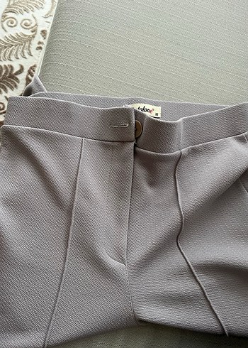 Düğmeli Gri Kadın Pantolon - Görsel 4