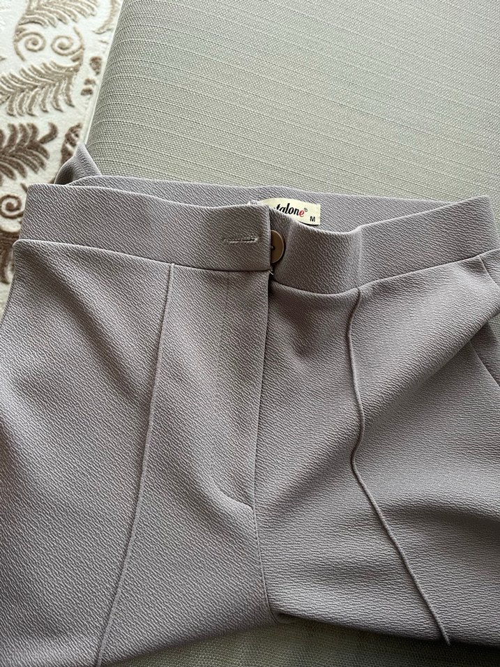 Düğmeli Gri Kadın Pantolon - Görsel 4