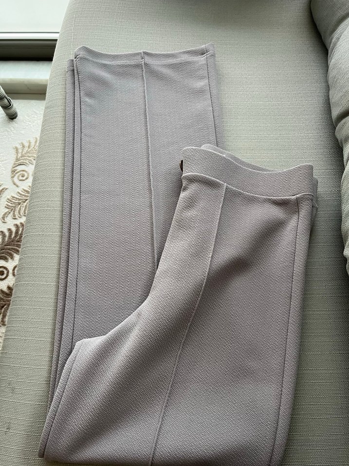 Düğmeli Gri Kadın Pantolon - Görsel 3