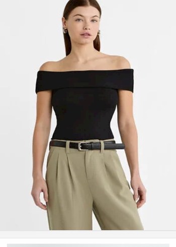 Siyah, Kayık Yaka, bluz - Görsel 2