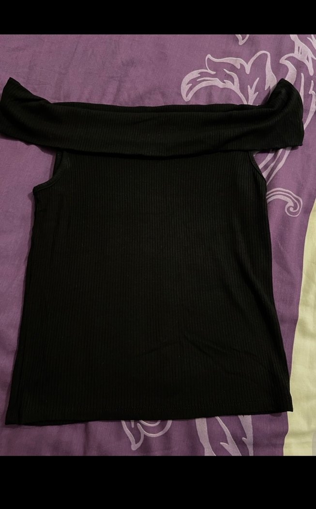 Siyah, Kayık Yaka, bluz - Görsel 3