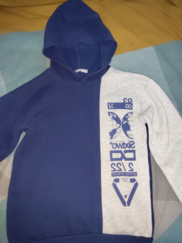 FullaModa Kapüşonlu Erkek Çocuk Sweatshirt Mavi - Görsel 2