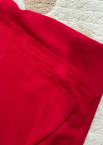 Kadın Kırmızı Drapeli Şal - Görsel 2