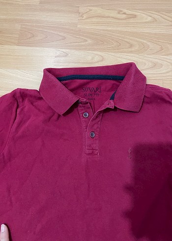 Bordo Düğmeli Kısa Kollu Polo Tişört - Görsel 2