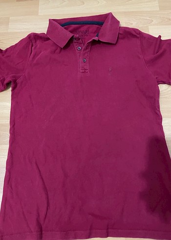 Bordo Düğmeli Kısa Kollu Polo Tişört - Görsel 3