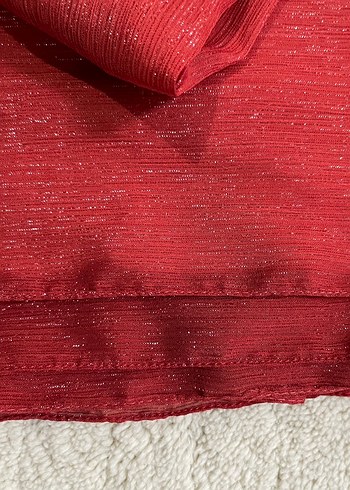 Burgu Detaylı Açık kırmızı  Kadın Şal - Görsel 2