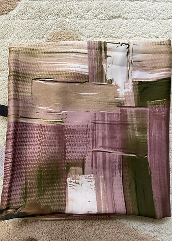 Bej Gri Retro Kadın Fular - Görsel 2