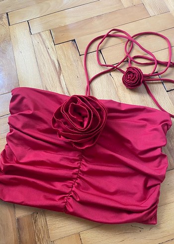 Pull and Bear Kırmızı Crop Büstiyer - Görsel 5