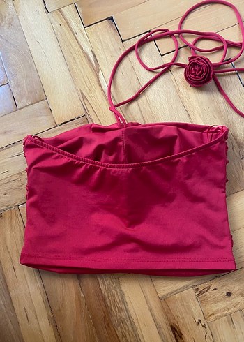 Pull and Bear Kırmızı Crop Büstiyer - Görsel 6
