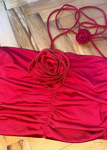 Pull and Bear Kırmızı Crop Büstiyer - Görsel 4