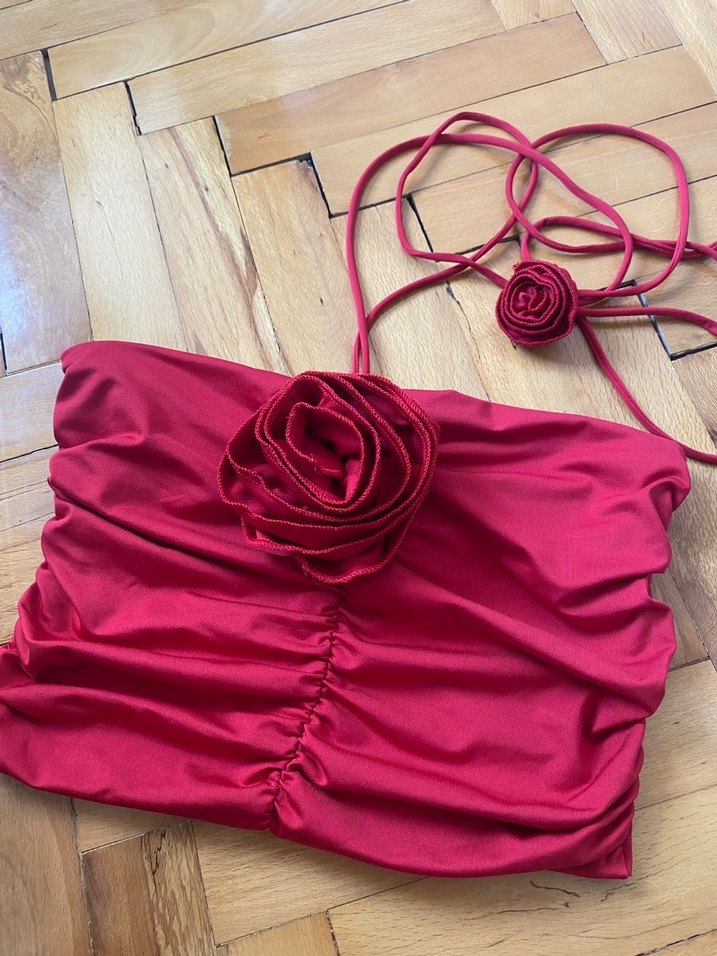 Pull and Bear Kırmızı Crop Büstiyer - Görsel 5