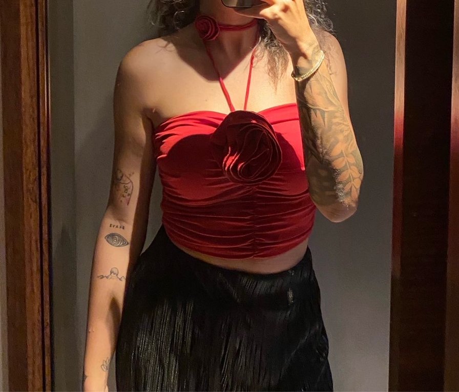 Pull and Bear Kırmızı Crop Büstiyer - Görsel 3