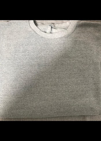 Gri erkek Keten Uzun Kollu Sweatshirt - Görsel 3