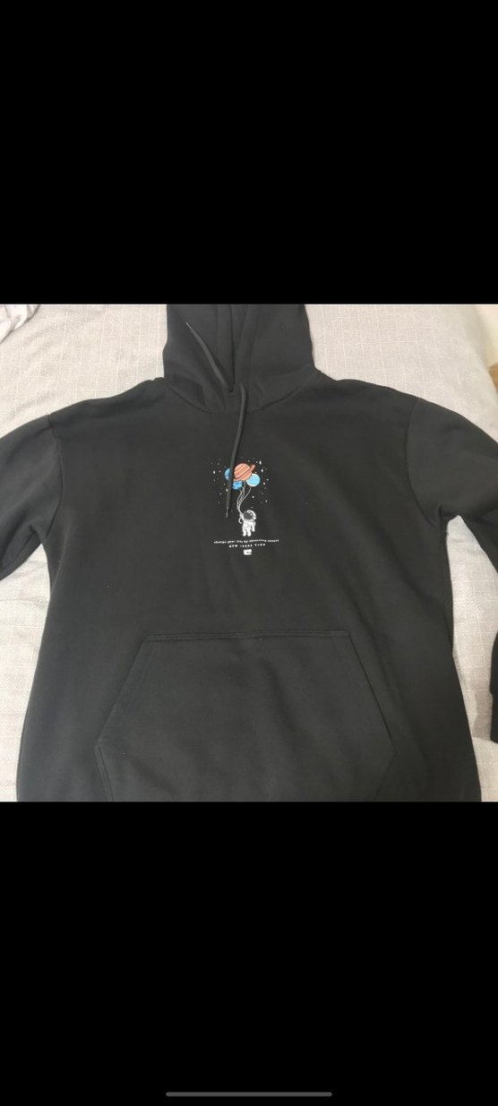 Siyah Kapüşonlu Uzun Kollu Sweatshirt - Görsel 2