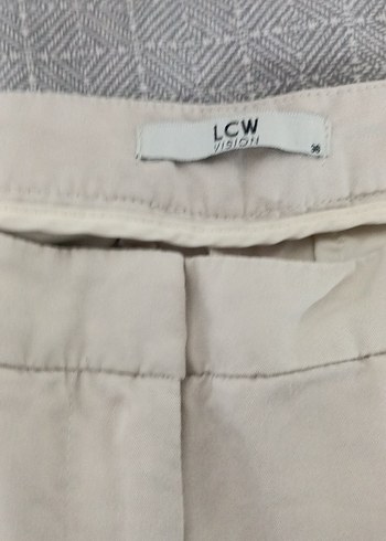 Bej Keten Kadın Kumaş Pantolon Midi Boy - Görsel 2