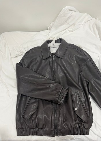 Bershka Kahverengi Suni Deri Ceket - Görsel 3