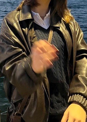 Bershka Kahverengi Suni Deri Ceket - Görsel 5