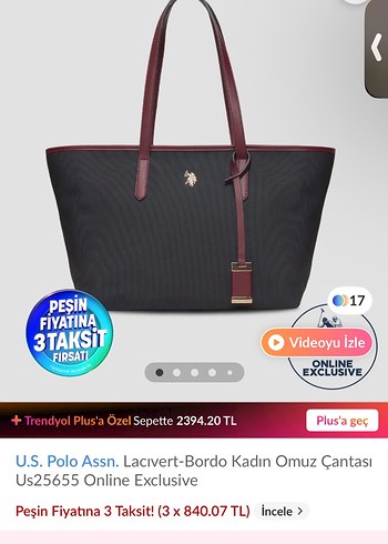 U.S. Polo Assn. Kadın Lacivert-Bordo Omuz Çantası - Görsel 4