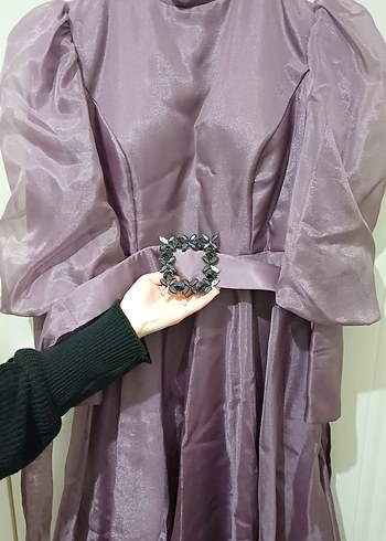 Uzun Mor Gotik Kadın Elbise - Görsel 4